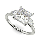 Juliet Princess Cut Trilogy Pave 4 Prong Claw Set Engagement Ring Setting - Nivetta